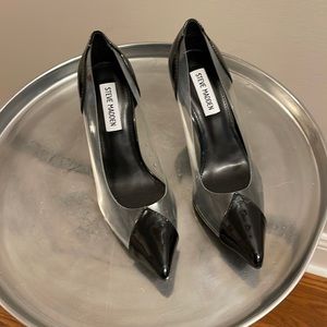 Steve Madden black pumps! Worn once! Like new! See thru sides! Size 6.5